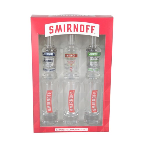 Smirnoff Miniature Flavours & Tall Shot Glass Gift Set - Perfect Gift